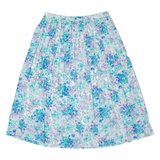 ANDREA GAYLE Womens Pleated Skirt Blue Midi 90s Floral M