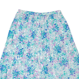 ANDREA GAYLE Womens Pleated Skirt Blue Midi 90s Floral M