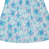 ANDREA GAYLE Womens Pleated Skirt Blue Midi 90s Floral M