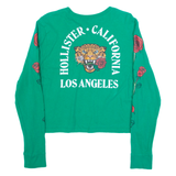 HOLLISTER Cropped Graphic Tee Womens T-Shirt Green Long Sleeve XS