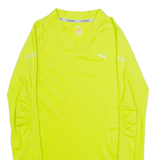 PUMA Mens T-Shirt Yellow Long Sleeve V-Neck XS