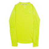 PUMA Mens T-Shirt Yellow Long Sleeve V-Neck XS