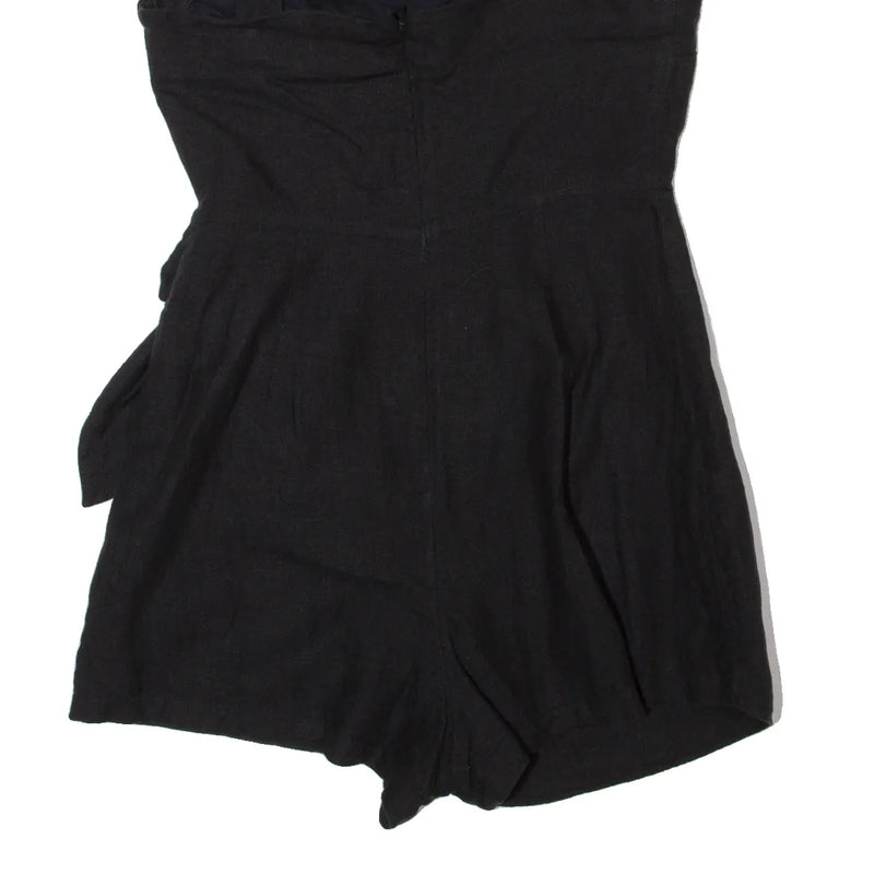 & OTHER STORIES Los Angeles Atelier Wrap Womens Playsuit Black Straight Linen S