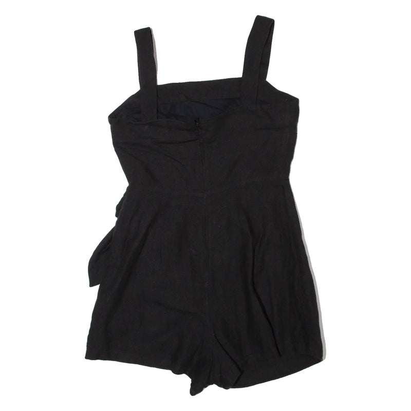 & OTHER STORIES Los Angeles Atelier Wrap Womens Playsuit Black Straight Linen S