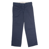 DICKIES Workwear Mens Twill Trousers Blue Slim Straight W32 L30