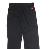 DICKIES Roll Crop Hem Workwear Womens Twill Trousers Black Straight W29 L29