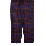 BRUESTLE Pleated Check Womens Knit Trousers Blue Regular Straight Wool W25 L31