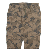 FSBN Camo Cargo Mens Trousers Brown Regular Tapered W32 L23