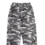 Camo Cargo Mens Trousers Grey Relaxed Straight W26 L28