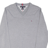 TOMMY HILFIGER The 1985 Mens Jumper Grey V-Neck Tight Knit S