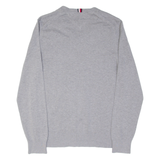 TOMMY HILFIGER The 1985 Mens Jumper Grey V-Neck Tight Knit S