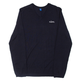 Workwear Mens Jumper Blue V-Neck Tight Knit Wool XS
