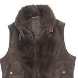 YESSICA Faux Fur Womens Gilet Brown Leather UK 14