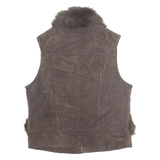 YESSICA Faux Fur Womens Gilet Brown Leather UK 14