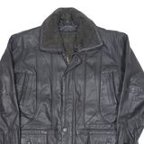 Sherpa Lined Mens Jacket Black Leather M
