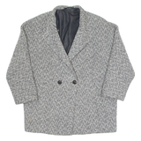 Womens Overcoat Jacket Black Wool 90s Houndstooth UK 20