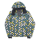 BELOW ZERO Mens Ski Coat Green Hooded Check S
