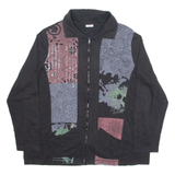 Womens Track Jacket Black Crazy Pattern XL