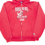 CHAMPION Wisconsin Mens Red Hoodie Full Zip USA S