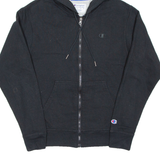 CHAMPION Mens Black Hoodie Full Zip S