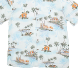 ISLAND SHARES Mens Hawaiian Shirt Blue Floral S