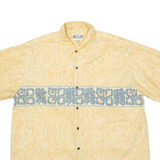 GO BAREFOOT Mens Hawaiian Shirt Yellow Crazy Pattern XL