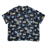 ISLAND OUTFITTERS Mens Hawaiian Shirt Black Floral 2XL