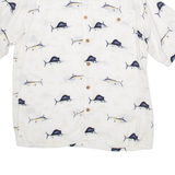 PURITAN Mens Shirt White Viscose Crazy Pattern M