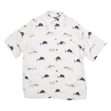 PURITAN Mens Shirt White Viscose Crazy Pattern M