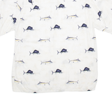 PURITAN Mens Shirt White Viscose Crazy Pattern M