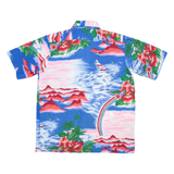 VAN CORT Mens Hawaiian Shirt Blue Floral M