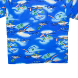 SHORELINE HAWAII Mens Hawaiian Shirt Blue Crazy Pattern M