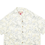 CARIBBEAN JOE Mens Hawaiian Shirt White Crazy Pattern L