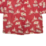 JOE MARLIN Mens Hawaiian Shirt Red Floral 2XL