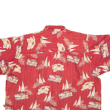 JOE MARLIN Mens Hawaiian Shirt Red Floral 2XL