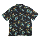 JOE MARLIN Comfort Fit Mens Hawaiian Shirt Black Floral XL