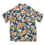 BISHOP Mens Hawaiian Shirt Blue Floral S