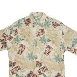 CAMPIA Mens Hawaiian Shirt Brown Floral L