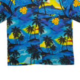 CREATION HAWAII Mens Hawaiian Shirt Blue Floral XL