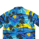 CREATION HAWAII Mens Hawaiian Shirt Blue Floral XL