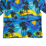 CREATION HAWAII Mens Hawaiian Shirt Blue Floral XL