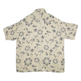 MORRO BAY Mens Hawaiian Shirt Cream Viscose Floral XL