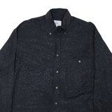 PLOT Mens Shirt Black 90s Floral Long Sleeve S