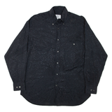 PLOT Mens Shirt Black 90s Floral Long Sleeve S