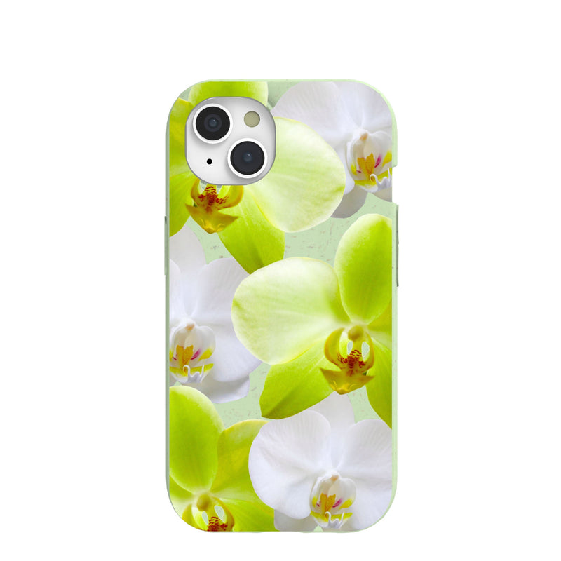 Sage Green Orchid Blooms iPhone 15 Case