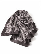 Anyyou Fashion Premium Satin Square Scarf – Grey Leopard Silk-Feel Neckwrap for Women