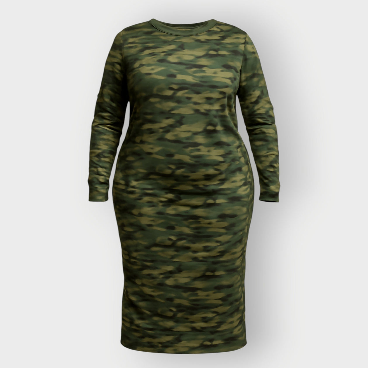 Boudicca Olive Camouflage Ruched Midi Dress – Cerqular