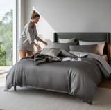 Anycozy UK King Bed Sheet Set – Deep Grey & Light Grey Ultra‑Soft Luxury Egyptian Cotton Bedding Cover, 4‑Piece Ensemble