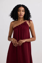 One-shoulder Maxi dress in Burgundy