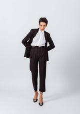 Black Pinstripes Suit Pants – Women’s Tailored Office Trousers